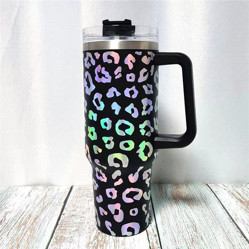 40oz Holographic Cheetah Leopard Laser Etched Stainless Tumbler