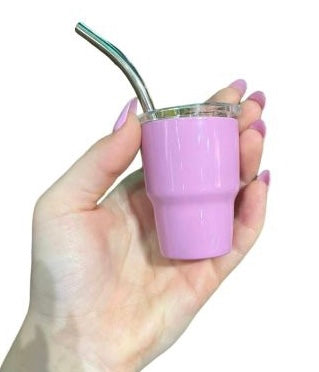 3oz DIY Blank Sublimation shot glass Tumbler double insulated with stainless straw