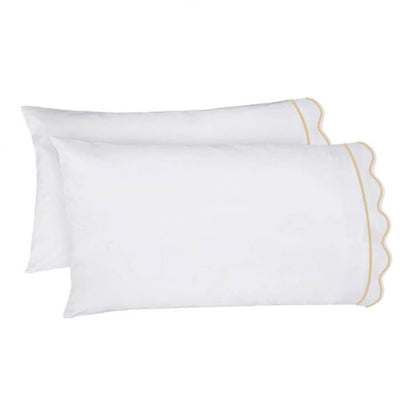 400TC Cotton Scallop Embroidery & Border Sateen Solid Sheet Set