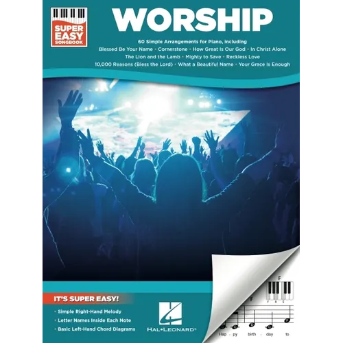 Worship Super Easy Songbook Beginner Sheet Music with Chords and Lyrics Learn 60 Worship Songs Effortlessly Simple Right-Hand Melodies for Church Home - Paperback
