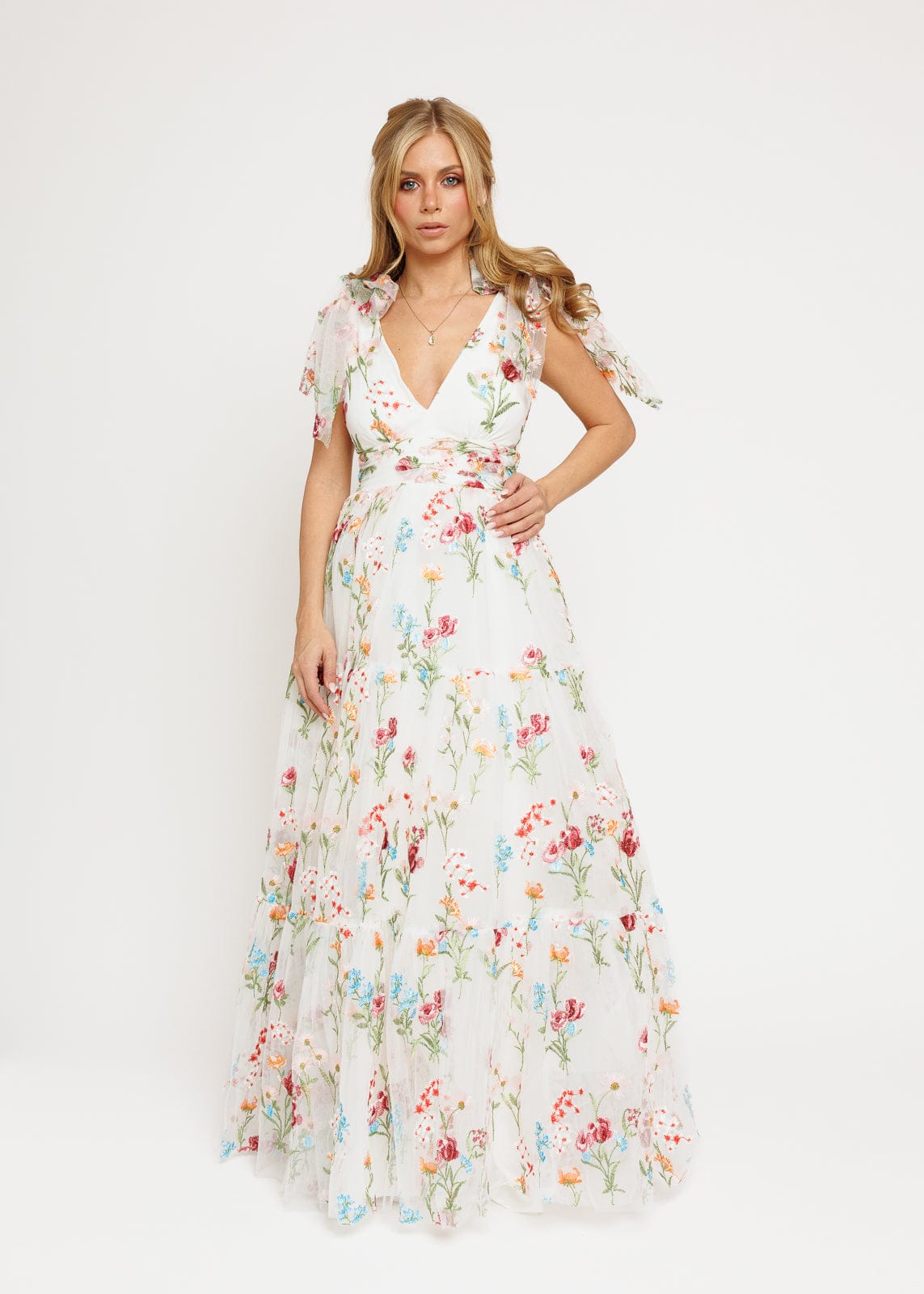 Margaret Floral Embroidered Maxi Wedding Dress