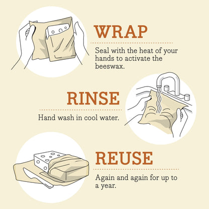 Bee's Wrap Food Wrap - Original Print - Assorted Wrap 3 Pack