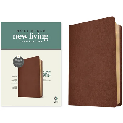 NLT Super Giant Print Bible, Filament Enabled (Genuine Leather, Brown, Red Letter) - Leather