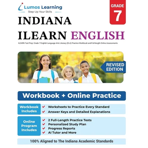 ILEARN Test Prep: Grade 7 English Language Arts Literacy (ELA) Practice Workbook and Full-length Online Assessments: Indiana Learning Evaluation Asses - Paperback