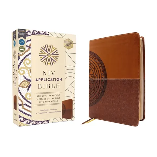 NIV Application Bible, Leathersoft, Brown, Red Letter, Comfort Print: Bringing the Ancient Message of the Bible Into Your World - Imitation Leather
