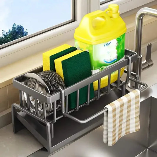 Kitchen Storage Rack - Multi-Functional Household Sink Organizer with Drain Basket