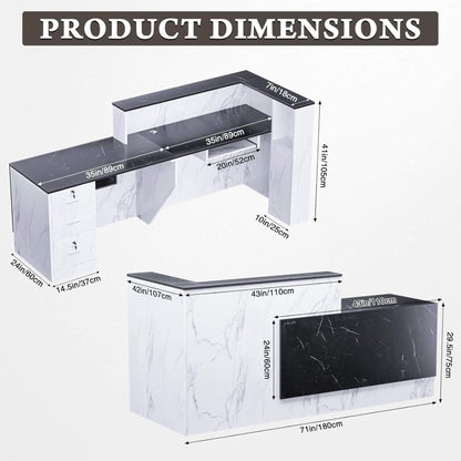 Velmor L-Shaped Modern Black And White Reception Desk With Lockable Drawers (SAK50729)