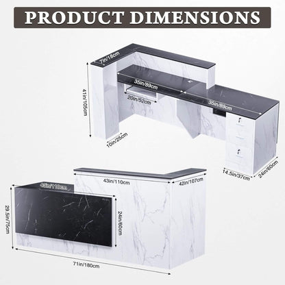 Velmor L-Shaped Modern Black And White Reception Desk With Lockable Drawers (SAK50729)