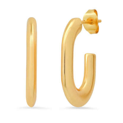 Ladies C Shape Tube Hoop Earrings
