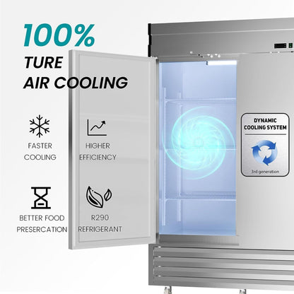 Large Commercial 49 Cu.Ft 2-Door Stainless Steel Reach-In Refrigerator With OmniSmart Temperature Control (SAK54160)