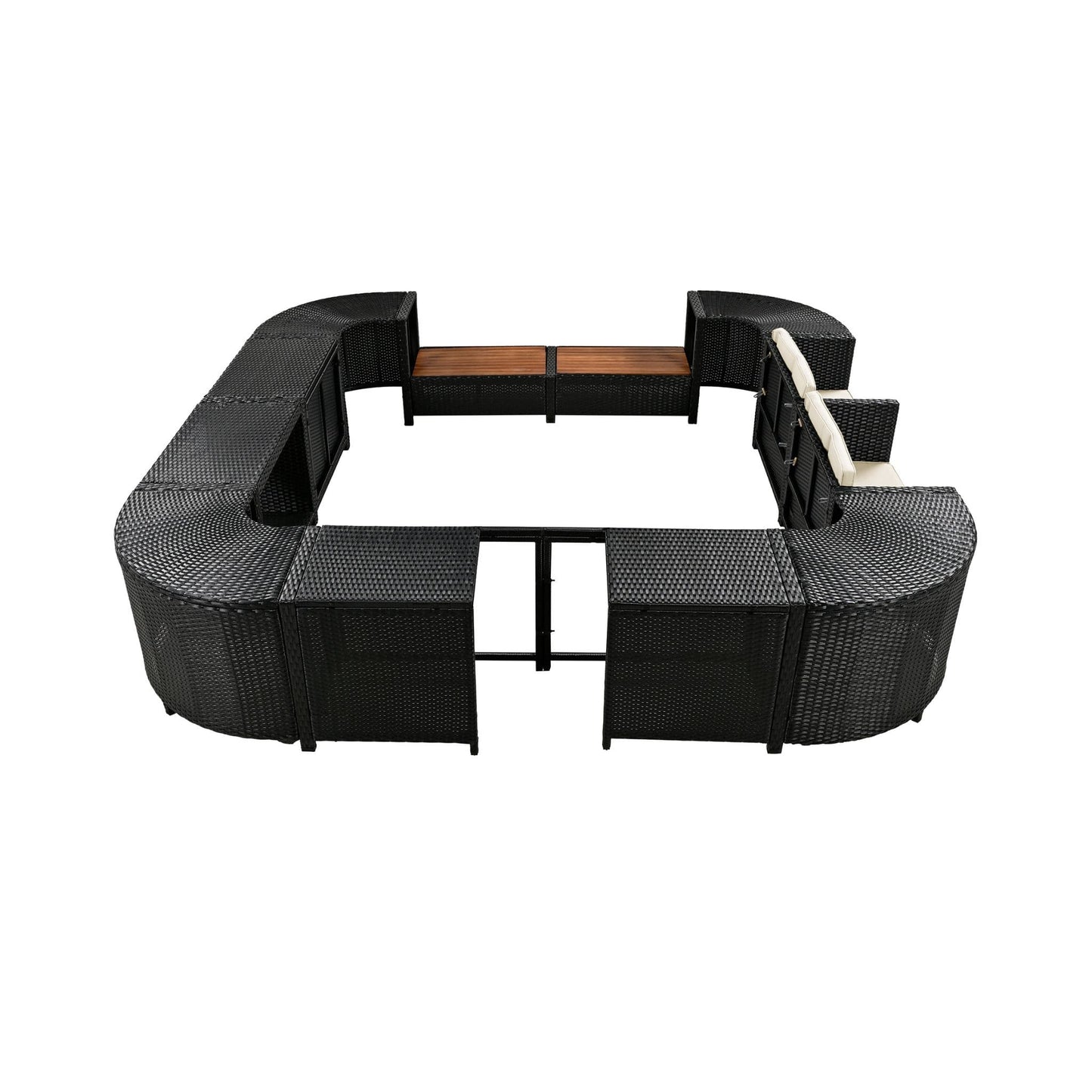 Alora Large Outdoor Quadrilateral Spa Surround Rattan Sectional Sofa Set With Storage Compartments (SAK80217)