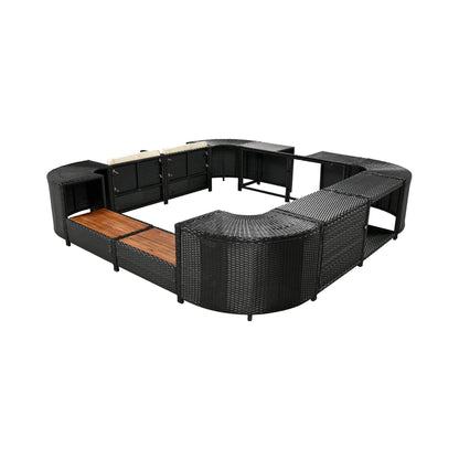Alora Large Outdoor Quadrilateral Spa Surround Rattan Sectional Sofa Set With Storage Compartments (SAK80217)