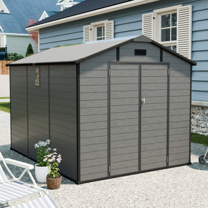 Alora Large Plastic Lockable Resin Outdoor Storage Shed With Window And Floor (SAK25870)