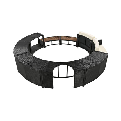 Alora Large Premium Surround Spa Patio Rattan Sofa Set With Storage Compartments And Cushions (SAK75629)