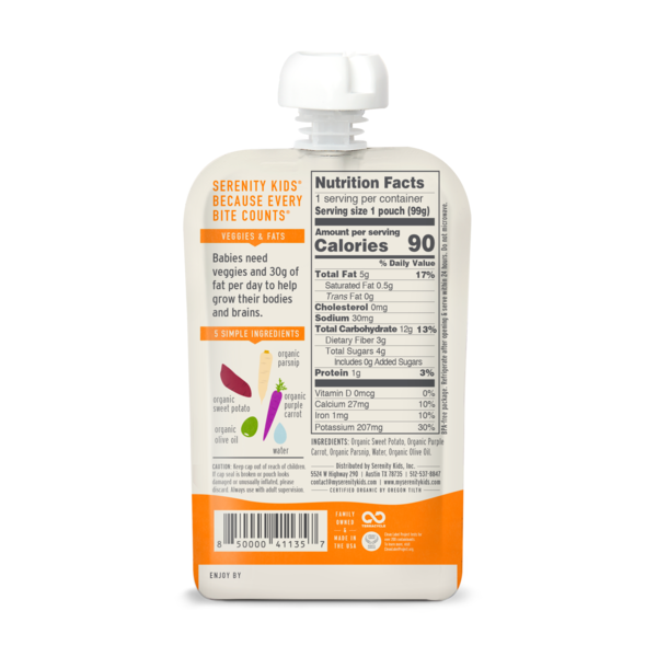 Serenity Kids Organic Sweet Potato & Parsnip Baby Food Pouch