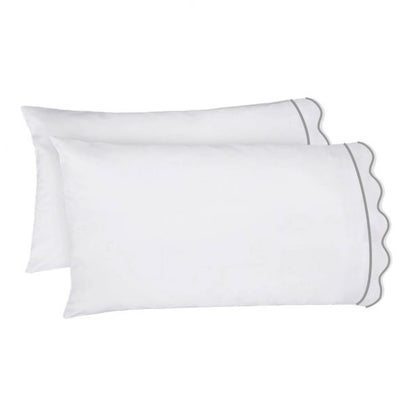 400TC Cotton Scallop Embroidery & Border Sateen Solid Sheet Set