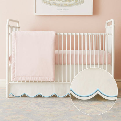 Scallop Embroidery Cotton Crib Skirt