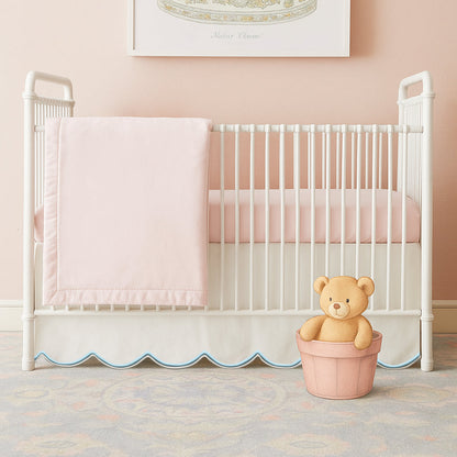 Scallop Embroidery Cotton Crib Skirt
