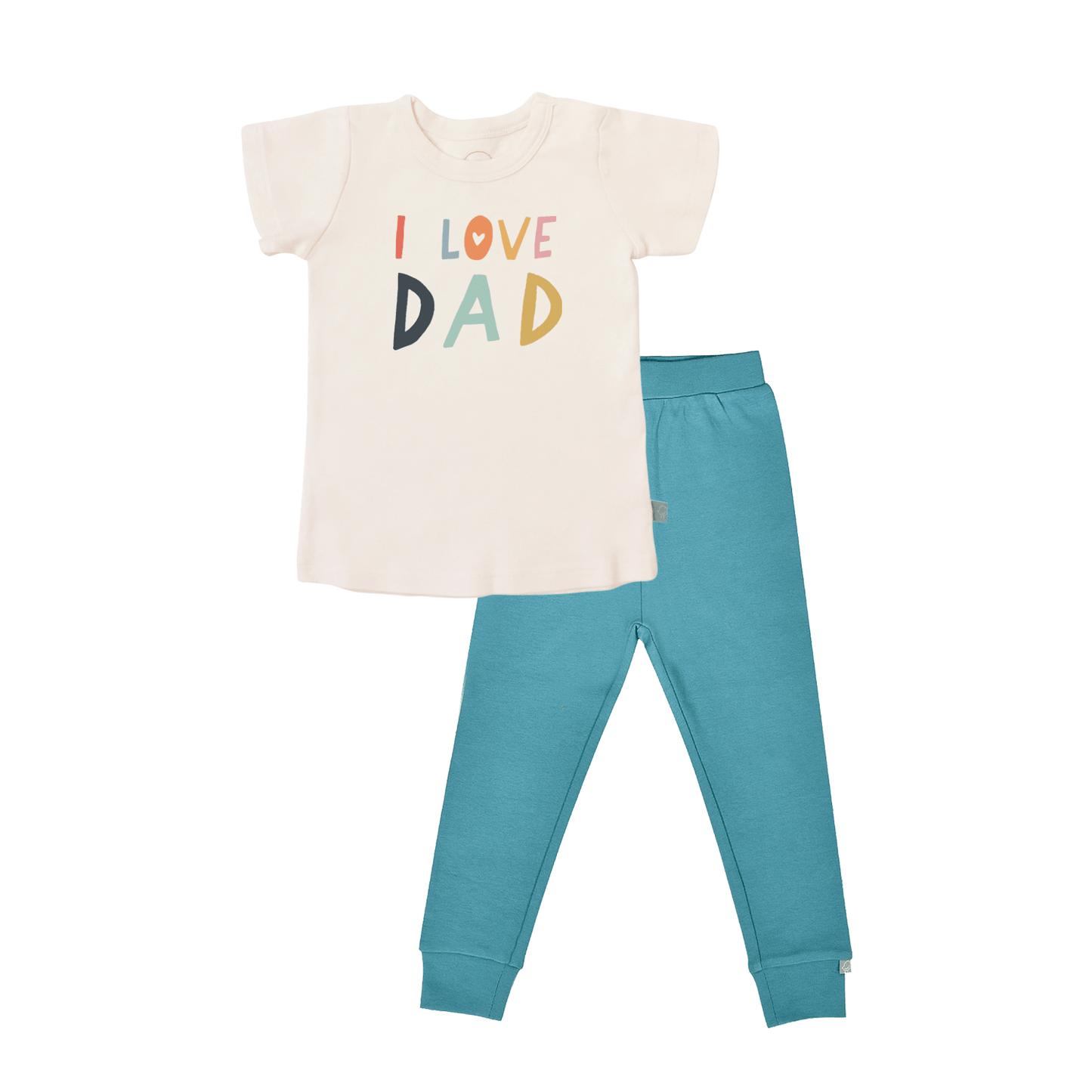 short sleeve pajama set | love dad vintage aqua
