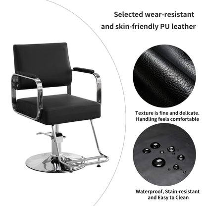 Luxury Height-Adjustable Barber Chair With 360-Degree Swivel (SAK64103)