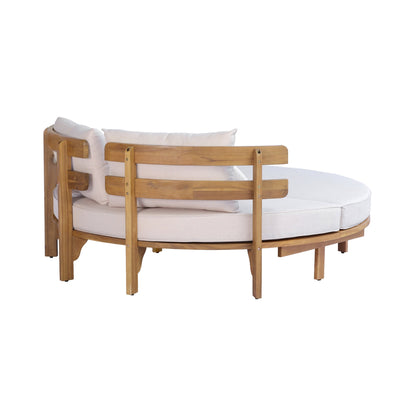 Alora Luxury Outdoor Acacia Wood Round Daybed With Cushions And Pillows (SAK40613)
