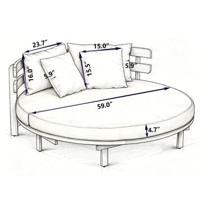 Alora Luxury Outdoor Acacia Wood Round Daybed With Cushions And Pillows (SAK40613)