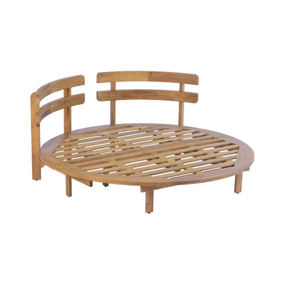 Alora Luxury Outdoor Acacia Wood Round Daybed With Cushions And Pillows (SAK40613)