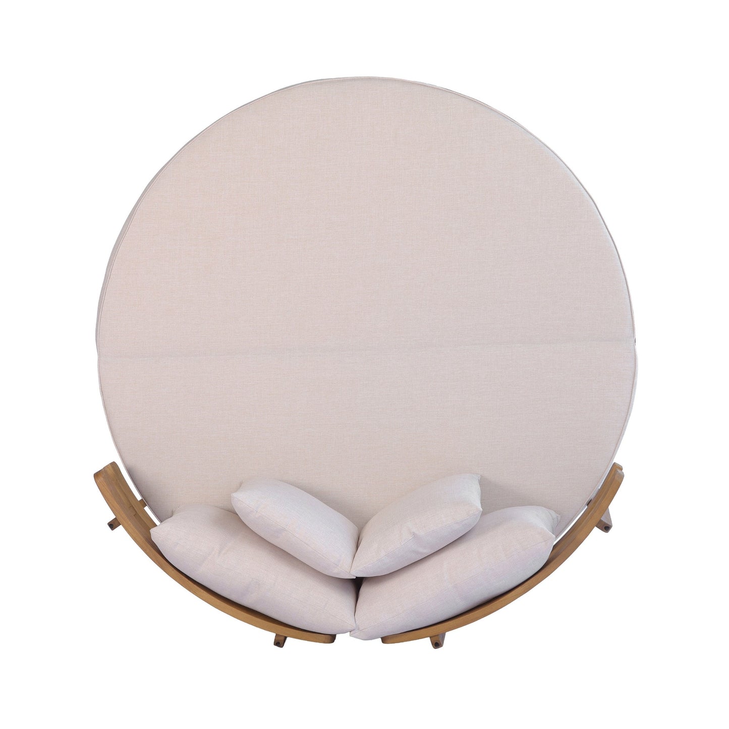 Alora Luxury Outdoor Acacia Wood Round Daybed With Cushions And Pillows (SAK40613)