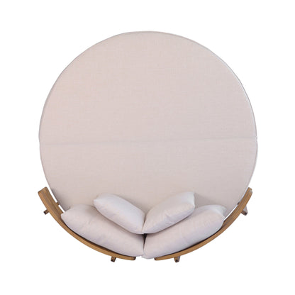 Alora Luxury Outdoor Acacia Wood Round Daybed With Cushions And Pillows (SAK40613)