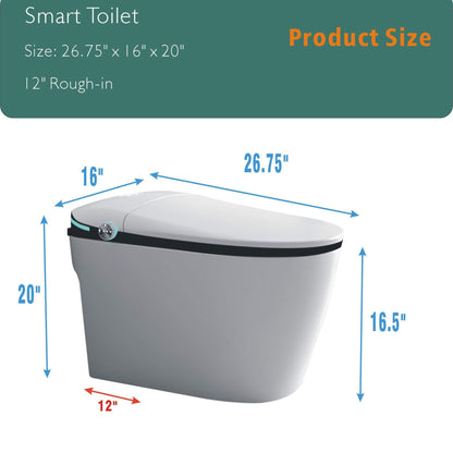 Nuvia Luxury Smart Toilet With Built-In Auto Open And Close Bidet Seat, Foot Sensor, LED Display And Night Light (SAK31256)