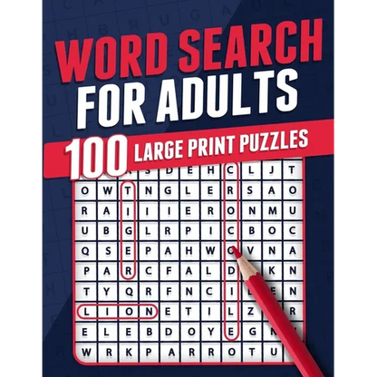 Word Search For Adults 100 Large Print Puzzles Puzzle Book For Adults Adult Activity Book Large Print Search and Find Themed Puzzles Brain Game Soluti - Paperback