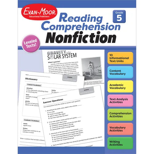 Reading Comprehension, Nonfiction, Grade 5 - Paperback