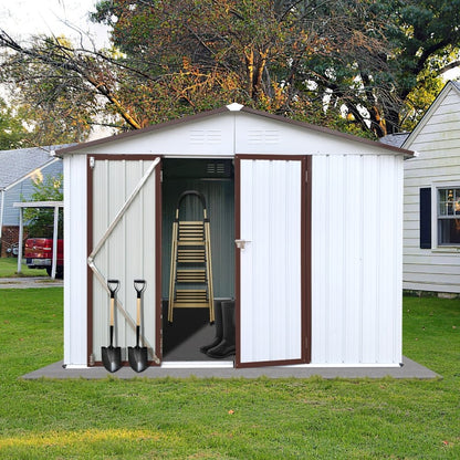 [08X10FT] Alora Premium Large White Outdoor Metal Garden Storage Shed (SAK93617)