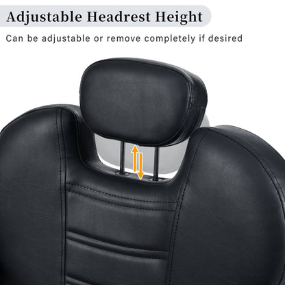Modern Reclining Barber Chair With Adjustable Headrest And Hydraulic Pump (SAK62751)