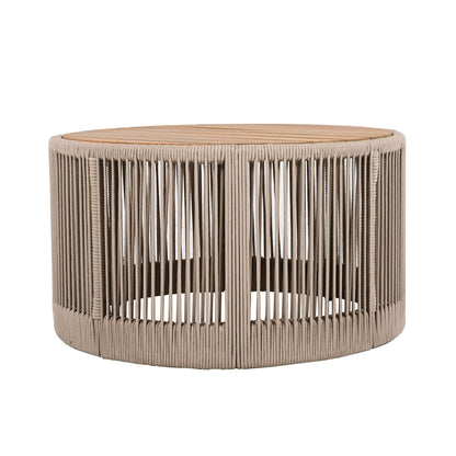 Alora Modern Rustic Coffee Table & Side Table With Woven Rope Design (SAK56739)