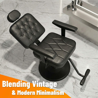 Modern Vintage Hydraulic PU Leather Reclining Barber Chair (SAK59102)