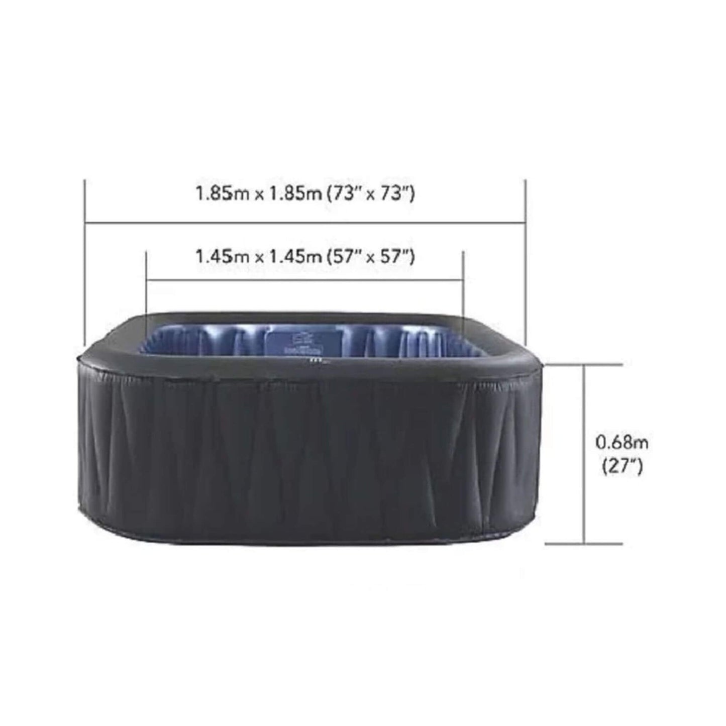 MSpa Tekapo Comfort Series Six-Person Inflatable Square Bubble Spa Hot Tub With 132 Bubble Jets [C-TE062] (SAK80641)