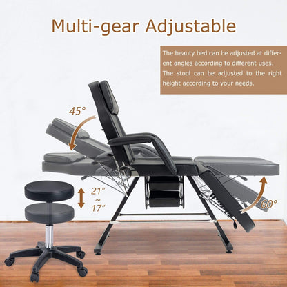 Multi-Purpose 3-Section Adjustable Massage Tattoo Chair With Stool (SAK35617)