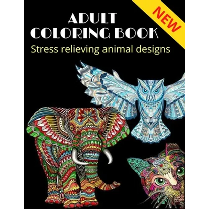 Adult Coloring Book, stress relieving animal designs: Mandala, more than 40 different animal design (NEW) - Paperback