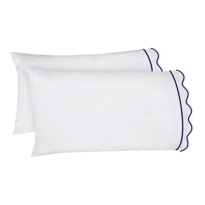 400TC Cotton Scallop Embroidery & Border Sateen Solid Sheet Set