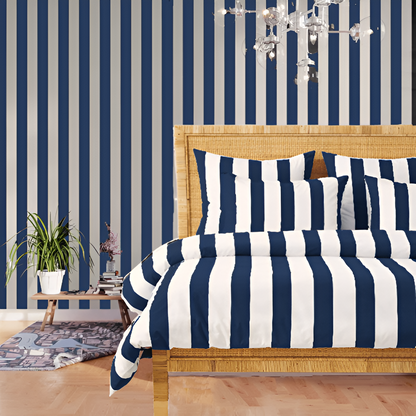 400TC Stripe Border Frame Cotton Sateen Duvet Cover Set
