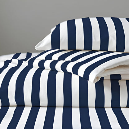 400TC Stripe Border Frame Cotton Sateen Duvet Cover Set