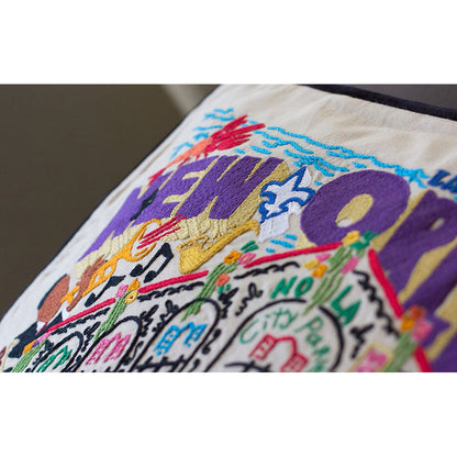 New Orleans Hand-Embroidered Pillow