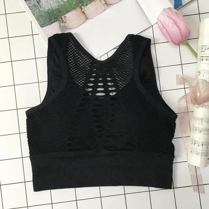 New Trendy Women's T-shirts Workout Sports Bra Yoga Vest Backless Solid Quick Dry Running Gym Sport bra Yoga Shirts