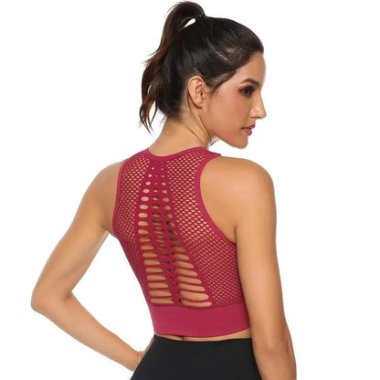 New Trendy Women's T-shirts Workout Sports Bra Yoga Vest Backless Solid Quick Dry Running Gym Sport bra Yoga Shirts