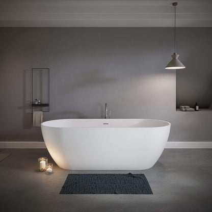 Nuvia Wavecrest 59-Inch Luxury Solid Surface Matte White Freestanding Soaking Tub (SAK95320)