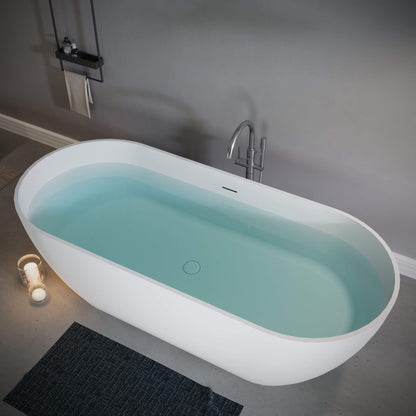 Nuvia Wavecrest 59-Inch Luxury Solid Surface Matte White Freestanding Soaking Tub (SAK95320)