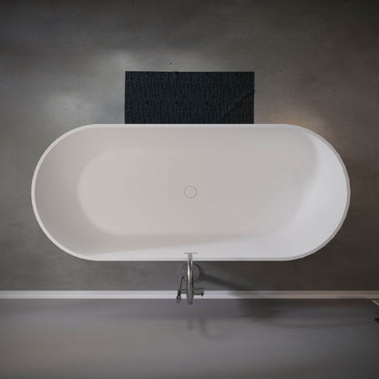 Nuvia Wavecrest 59-Inch Luxury Solid Surface Matte White Freestanding Soaking Tub (SAK95320)