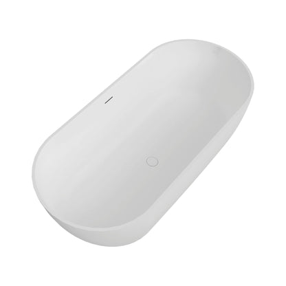 Nuvia Wavecrest 59-Inch Luxury Solid Surface Matte White Freestanding Soaking Tub (SAK95320)