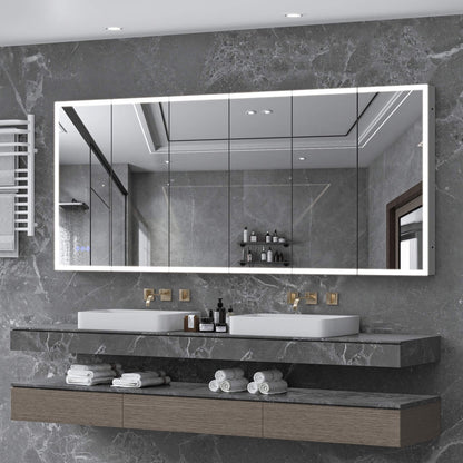 [96X40-Inch] Nuvia Wall-Mounted Medicine Cabinet Mirror With Anti-Fog And Tri-Color LED Lights (SAK82340)